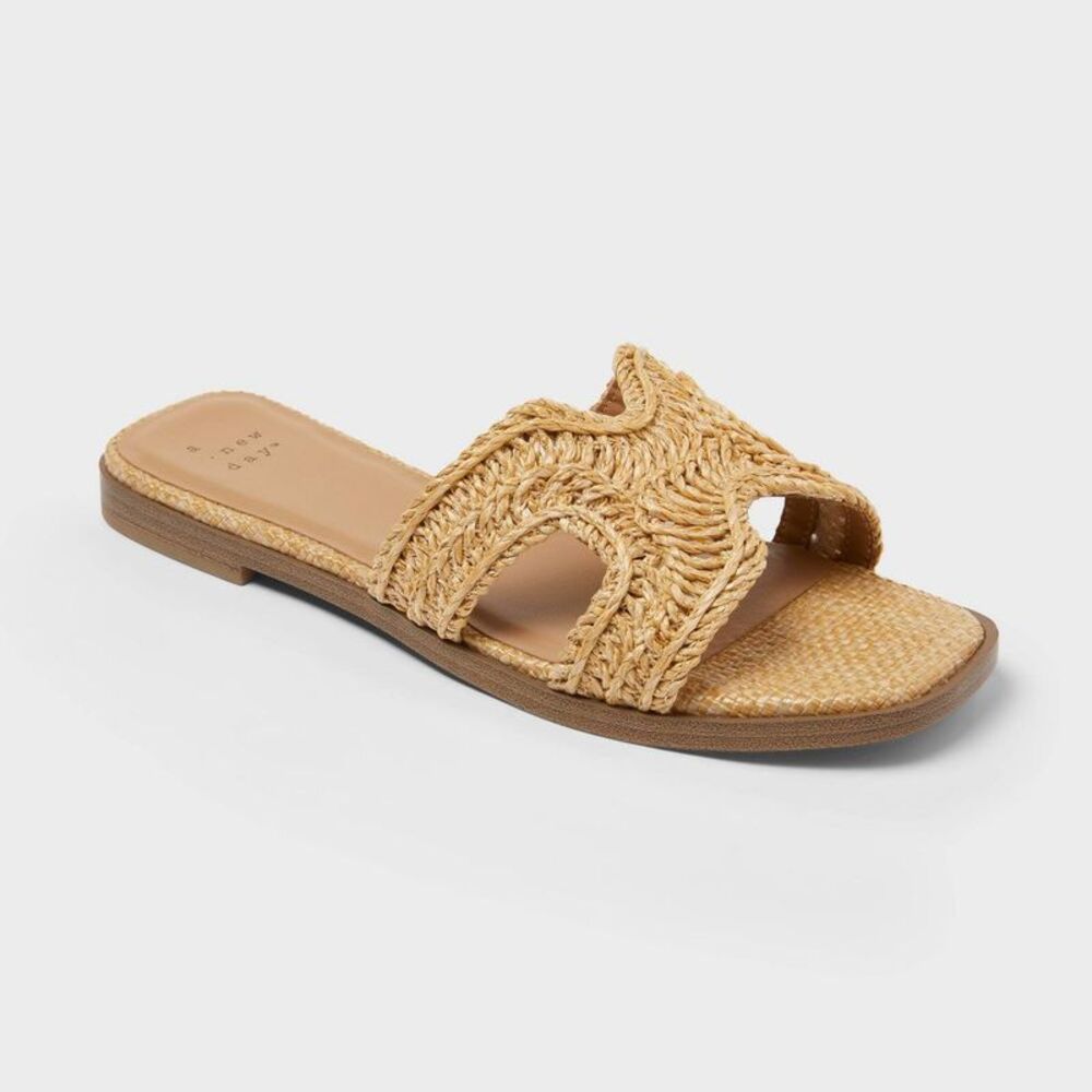 Women’s Wide Width Nina Sandals with Memory Foam Insole - Natural 8W